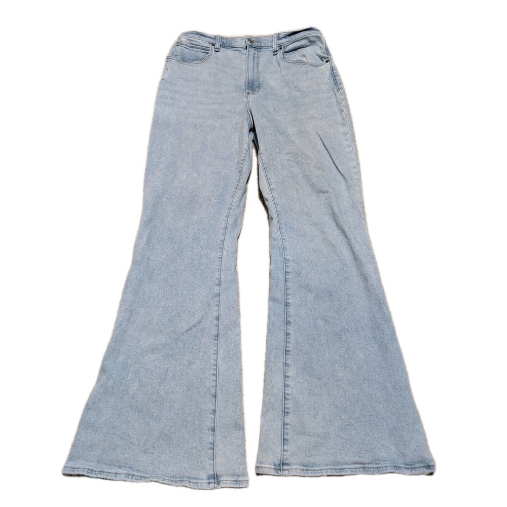 Abercrombie Fitch The Flare Ultra High Rise Light Wash Stretch Jeans Size 32/14